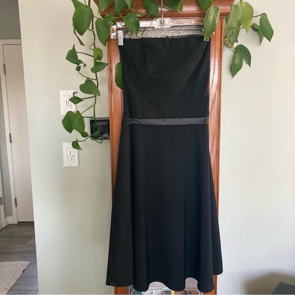 Vintage Charlotte Russe Black Strapless Ribbon Belt Dress
